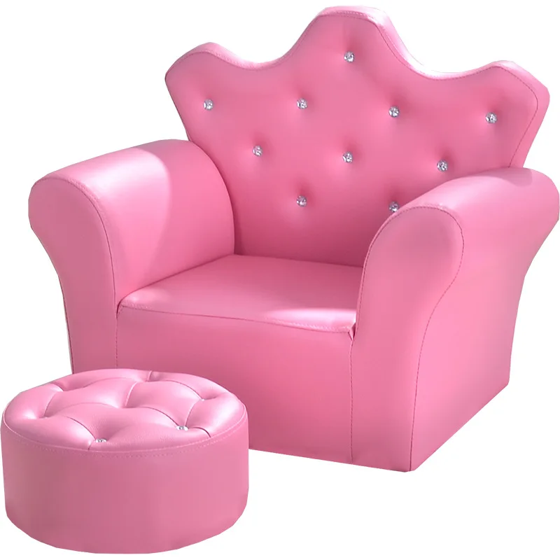 

High-quality Supplier Of Children's Furniture Sofas Korean Style Crown Pull Buckle Combination Sofa Fashionable Footstool
