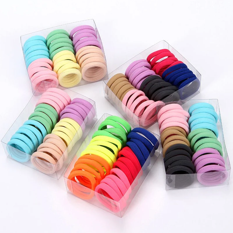 

50 / 100PCS 4CM Candy Colors Scrunchie Headband Nylon Elastic Hairbands Ponytail Holder Women Rubber Bands Girl Hair Accessories