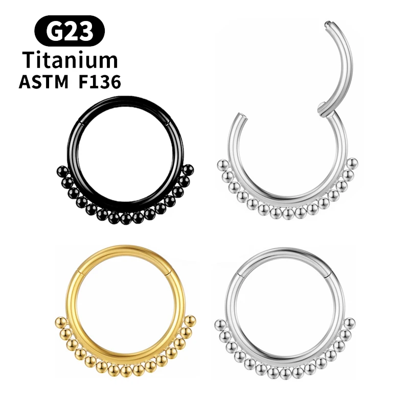 

G23 Titanium ear clips helix piercing Ball Sexy Ladies cartilage Steel earrings tragus Indian clicker style septum Body Jewelry