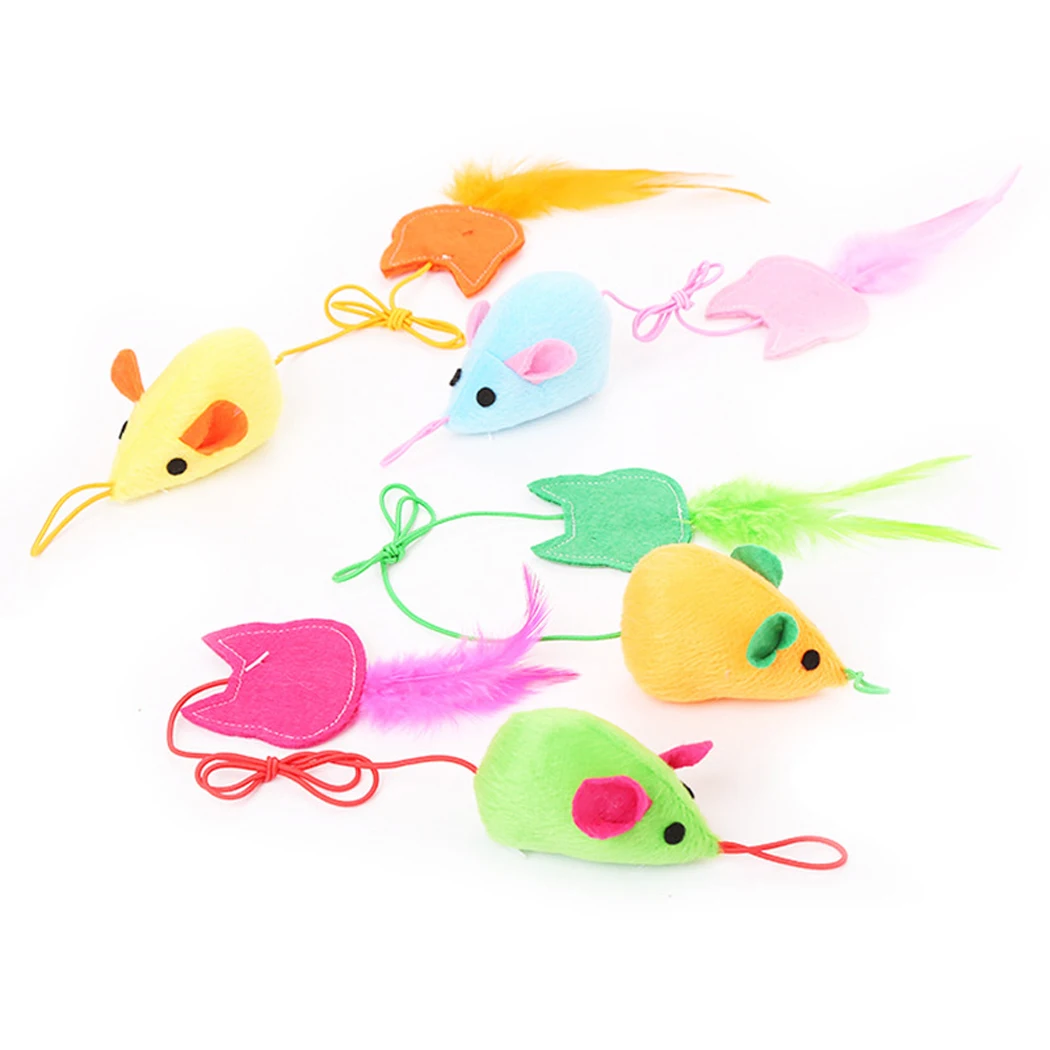 

Funny Cat Mouse Toy Cat Funny Toys Plush Mouse Cat Toy Interactive Feather Kitten Mouse Toy Cats For Cats Pet Cat Accessories