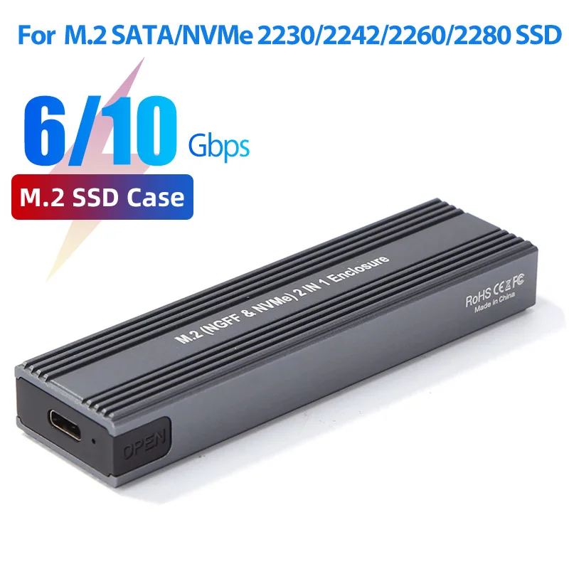 M.2 to USB 3.1 SSD Case Dual Protocol NVME PCIe NGFF SATA M2 Adapter for 2230 2242 2260 2280 NVMe/SATA RTL9210B | Компьютеры и офис