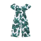 Детский комбинезон с открытыми плечами, комбинезон с зелеными листьями, летняя одежда для девочек, детские комбинезоны для девочек