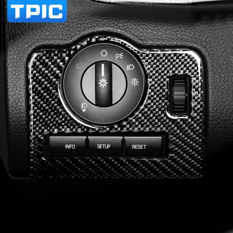 TPIC для Ford Mustang 2009-2013 Автомобильный Интерьер Литье карбоновое волокно рама переключателя фар Накладка Регулировка наклейки для авто