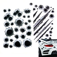 hot new creative car styling 3d fake bullet hole gun shots funny car stickers decals