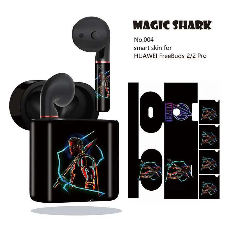 Magic Shark Marvel DC Spider Man Defensive Iron Deadpool Captain American Sticker Case for HUAWEI Freebuds 2 Pro | Мобильные