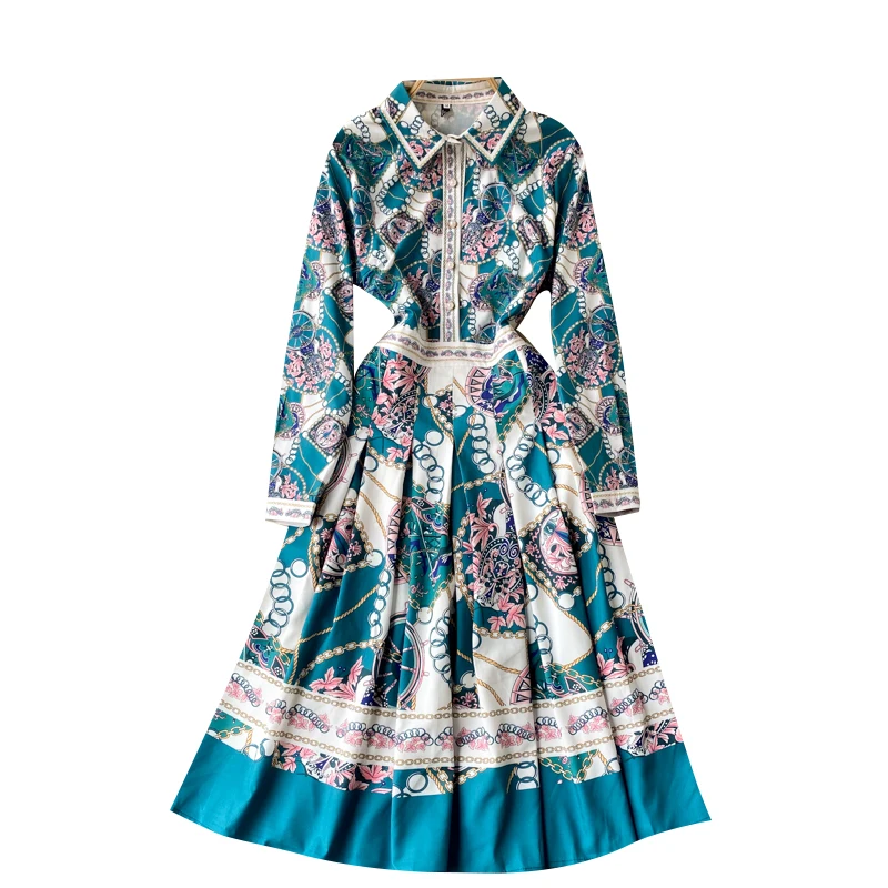 

of wind restoring ancient ways print dress long sleeve cultivate morality show thin lapels vacation tour exotic
