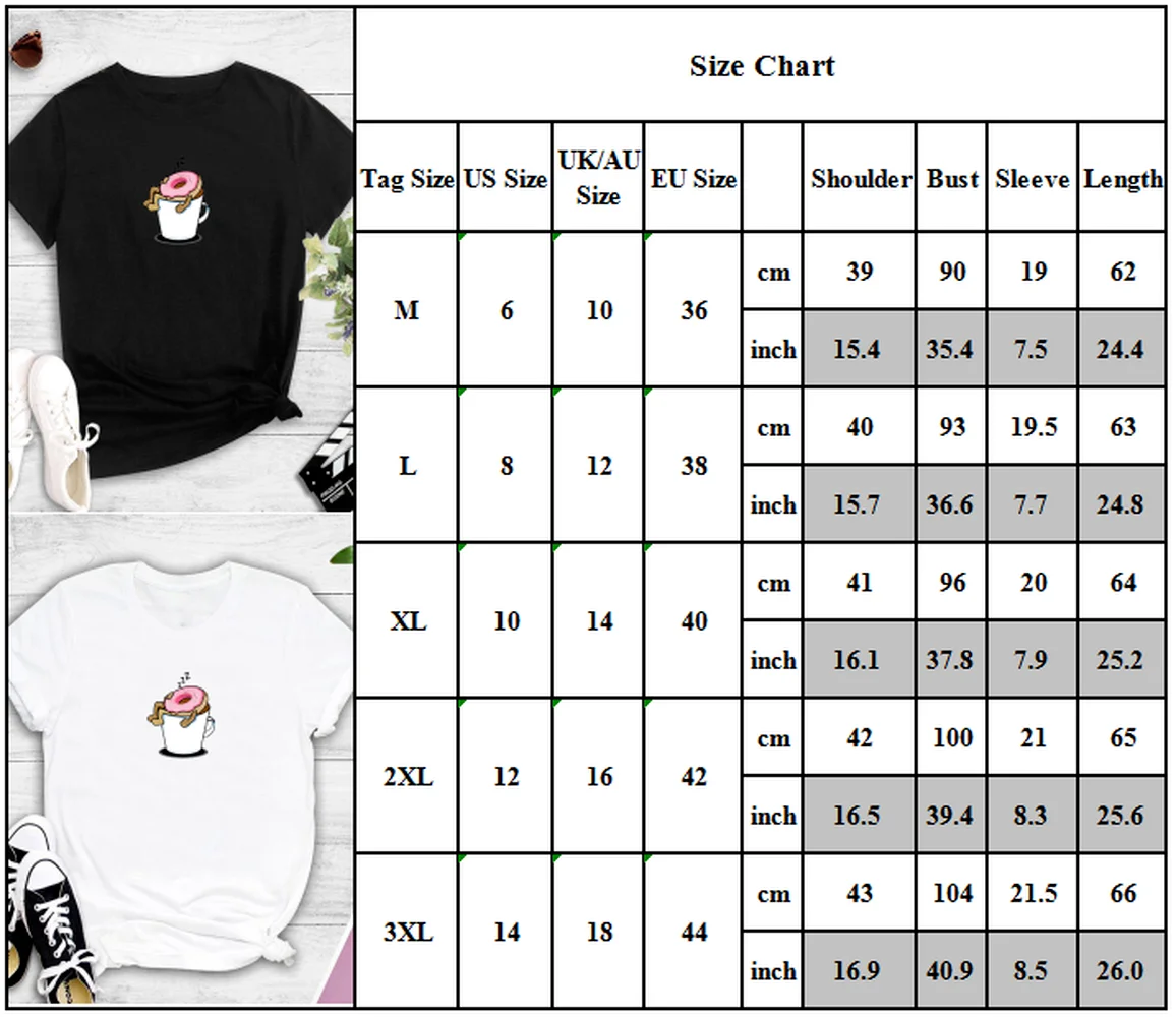 

Women Summer Casual Short Sleeve Cartoon Printed T-Shirts Tops Loose Blouse Tee