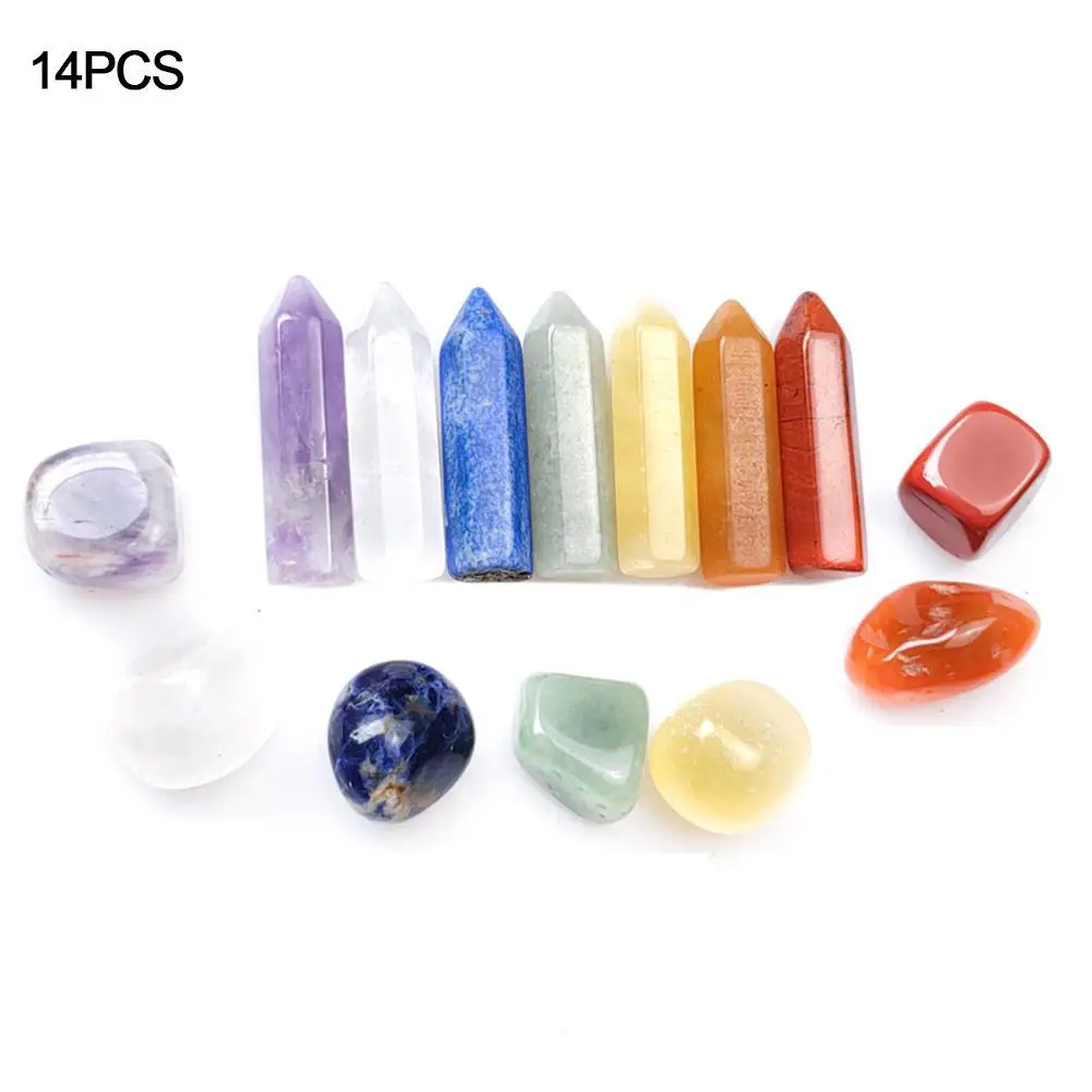 

14Pcs/Set Natural Stone Crystal Gemstone Chakra Healing Stone Quartz Mineral Ornaments Home Decoration Gifts Box For Children