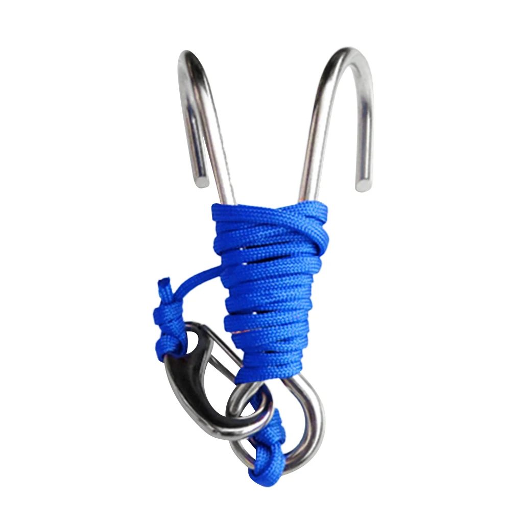 Current Scuba Diving Double Dual 316 Stainless Steel Reef Hook with 47' Line for Underwater Photographers | Спорт и развлечения