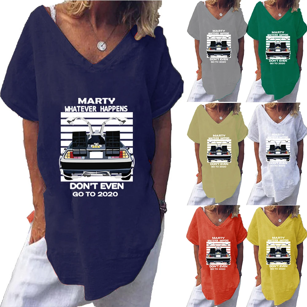 

VICABO Women Causal Cat Printed T-shirt Loose Summwe Short Sleeve Tees V-Neck Tops Plus Size Camisetas De Mujer 2021