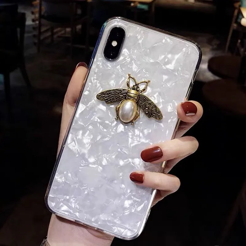 3D металлический чехол в виде пчелы текстурный силиконовый мягкий для телефона