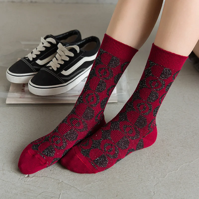 

calcetas largas mujer meia moda high socks fall termica happy luxury feminina modis streetwear novedades 2019 1 pair