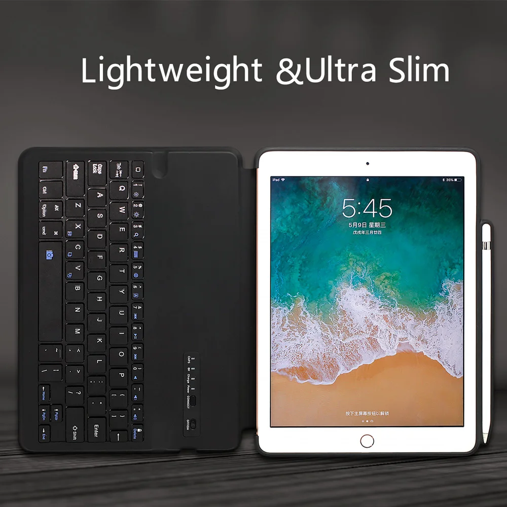 

Keyboard Case for iPad 2018 6th iPad 2017 5th Generation Pencil Holder Wireless BT Keyboard Case For iPad 9.7 2018 2017 Funda