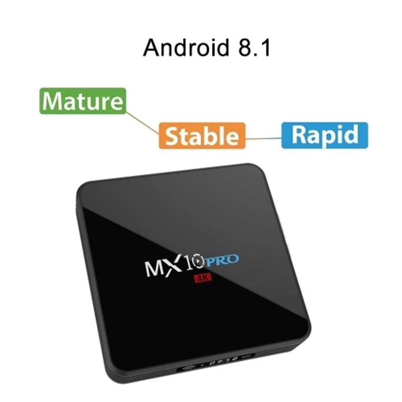 ТВ приставка Mx10 Pro Android 8 1 4 ГБ/32 ГБ Rk3328 / 4K Vp9 H.265 Hdr10 Usb3.0 Bluetooth
