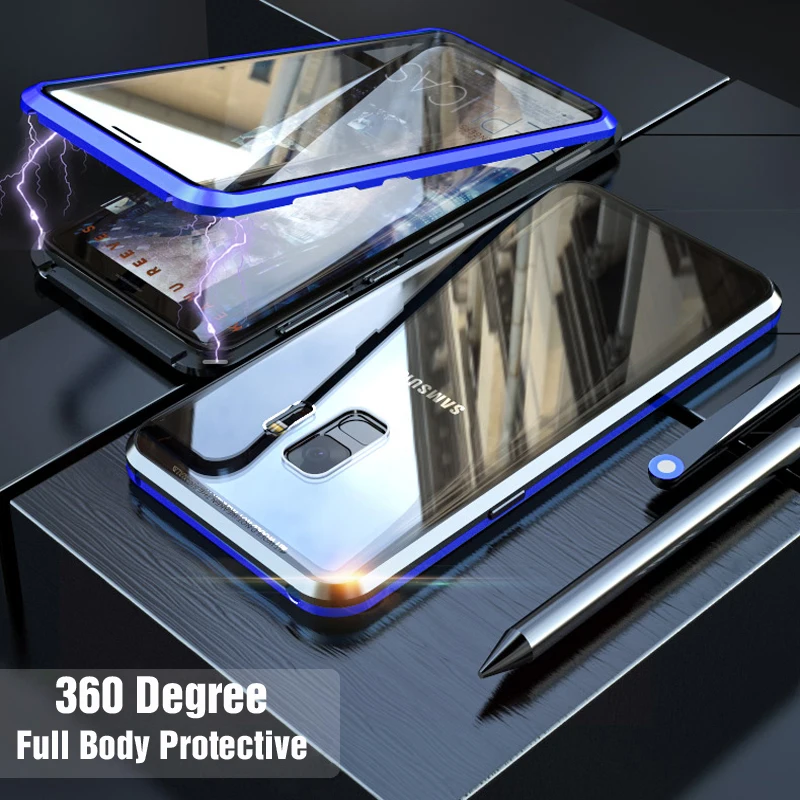 Металлические Магнитные чехлы с полным покрытием для телефонов Samsung S20 Ultra S10 plus S8