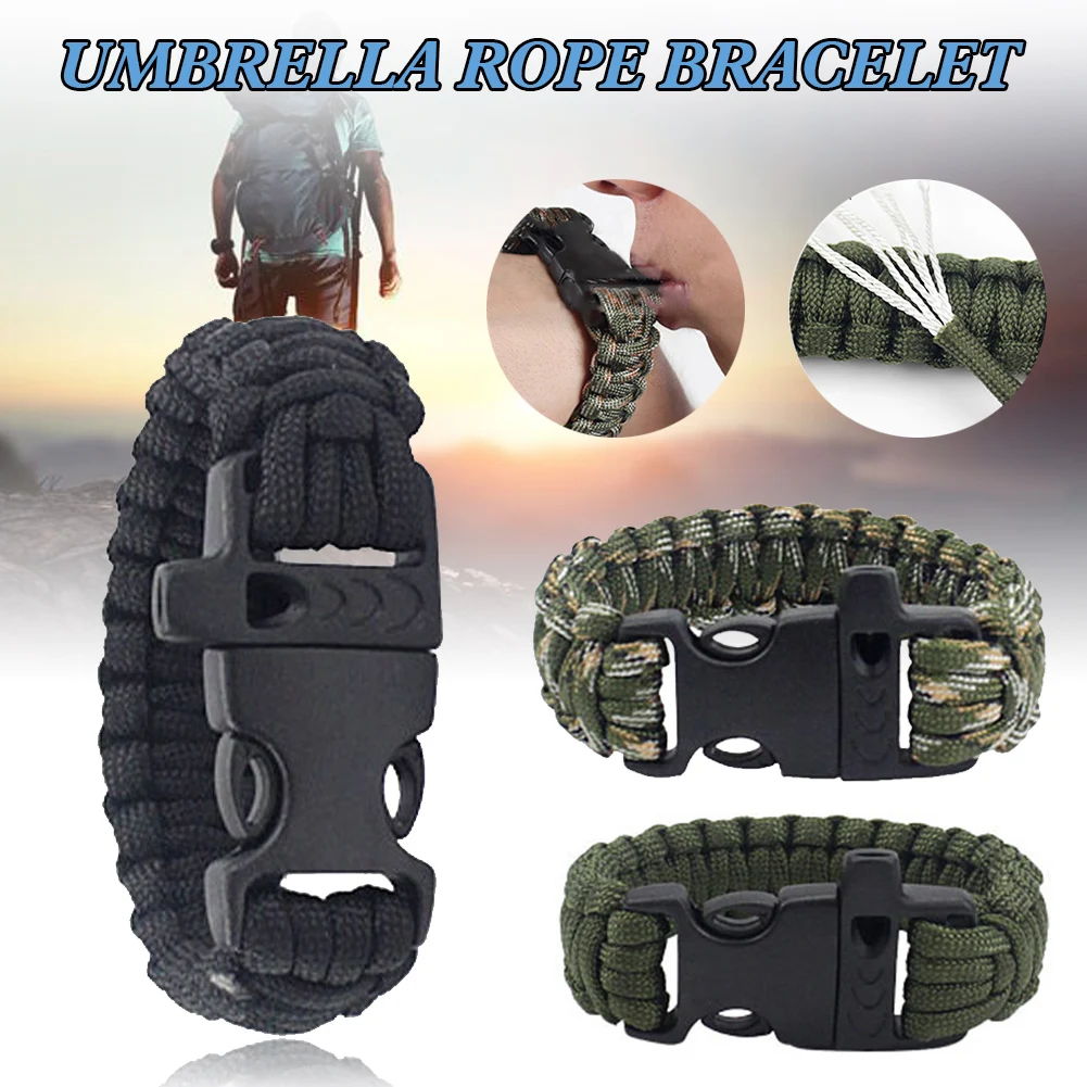 

Emergency Paracord Braided Bracelet Heavy-Duty With Buckle And Whistle For Camping Outdoor Accessories