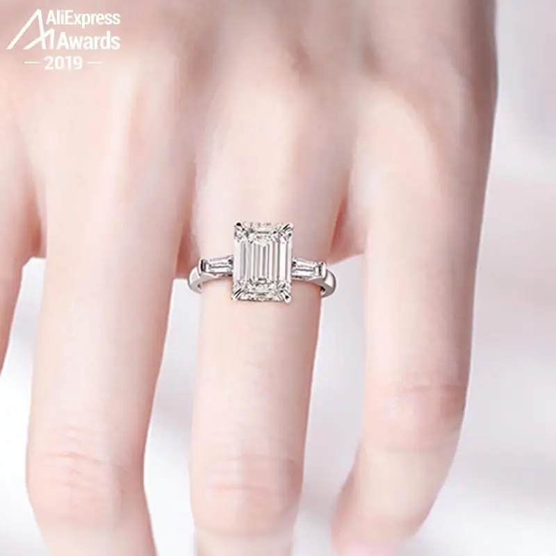 11*8 мм кольцо с изумрудом из стерлингового серебра S925 пробы SONA Diamond Halo Fine Цитрин