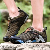 outdoor trekking shoes man breathable mesh mens summer hiking shoes lightweight walking climbing sneakers men large size 46