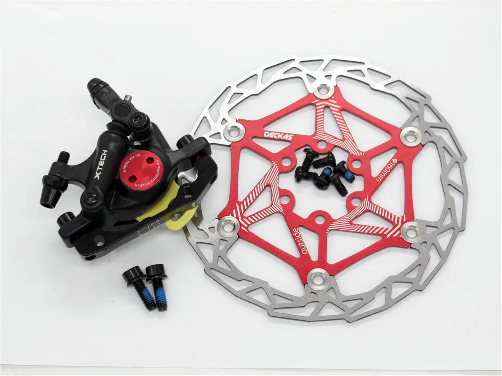 BlackFront DECK RED Zoom HB-100 MTB велосипедный тормоз HB100 велосипедные тормоза суппорт w роторы запчасти для велосипеда гидравлический поршень двухсторонний диск Диаметр 160 мм - Цвет: BlackFront DECK RED