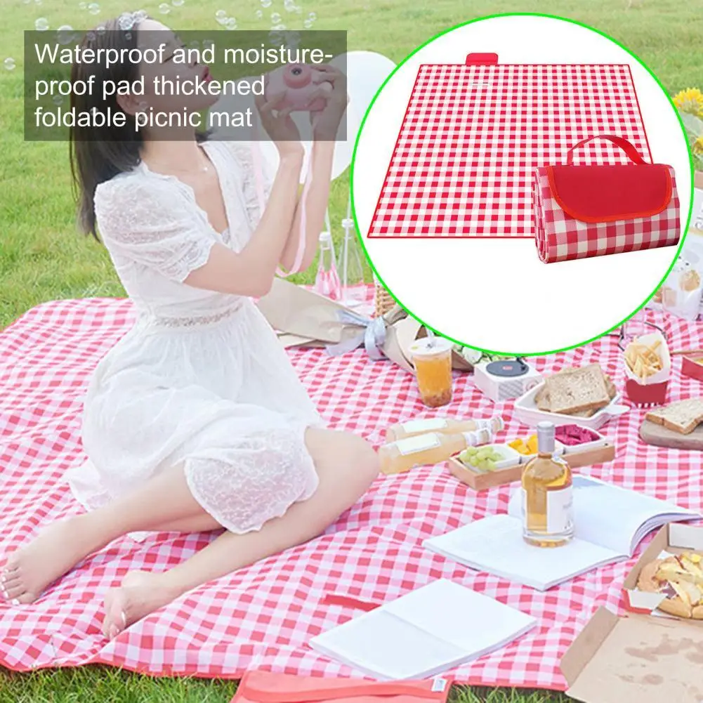 

Outdoor Camping Waterproof Moisture-proof Picnic Blanket Thick Foldable Multiplayer Cushion Park Grass Beach Mats With Sticker