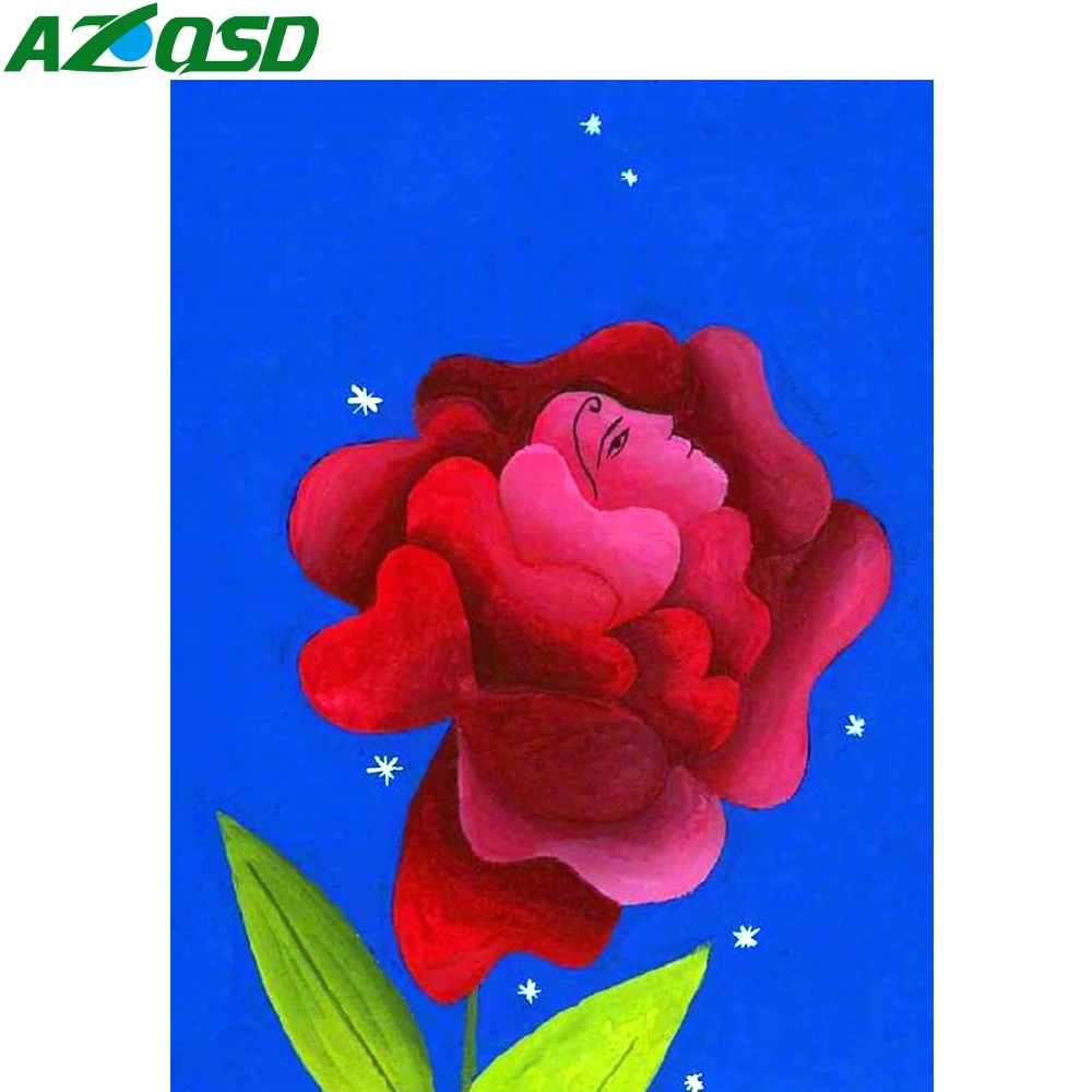 

AZQSD DIY Paint By Numbers For Adults Rose Canvas Art Frameless Painting By Numbers Flowers Handpainted Wall Decoration Gift