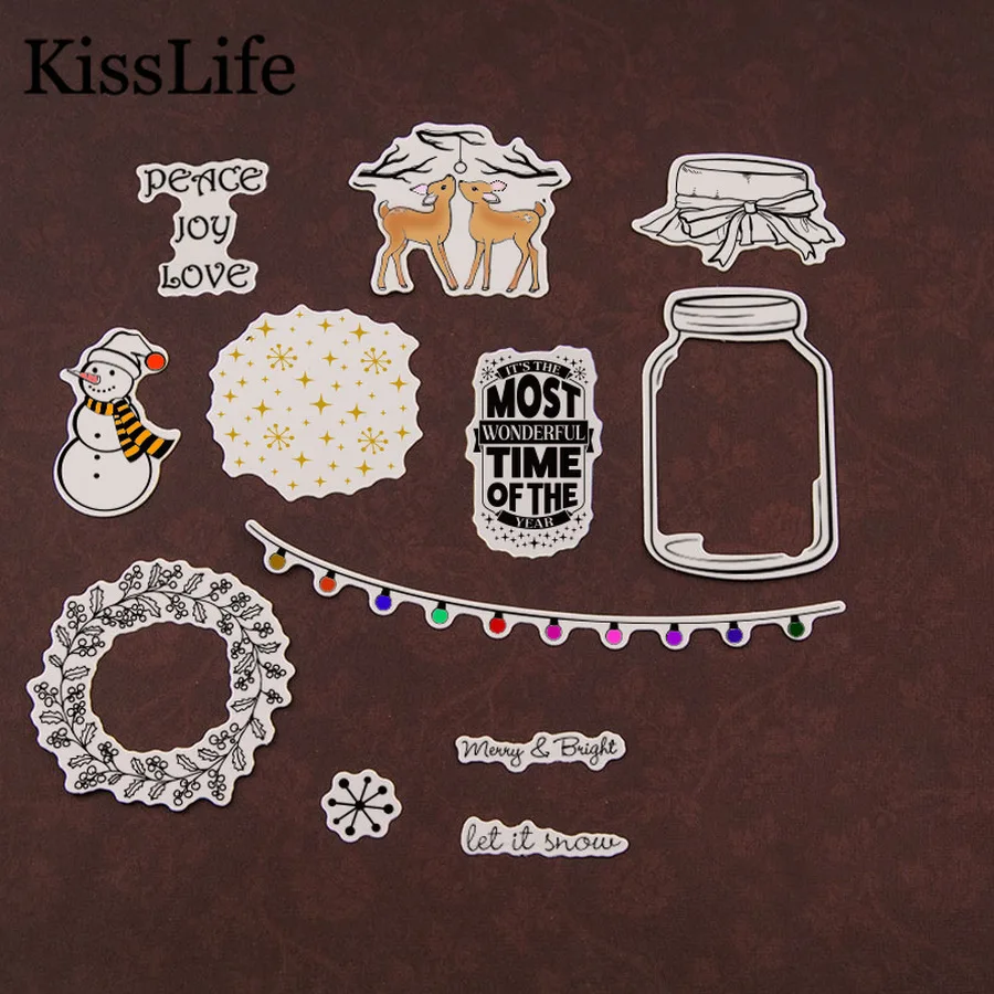 Красивый цветочный венок снеговик Бабочка бант набор штампов и для скрапбукинга