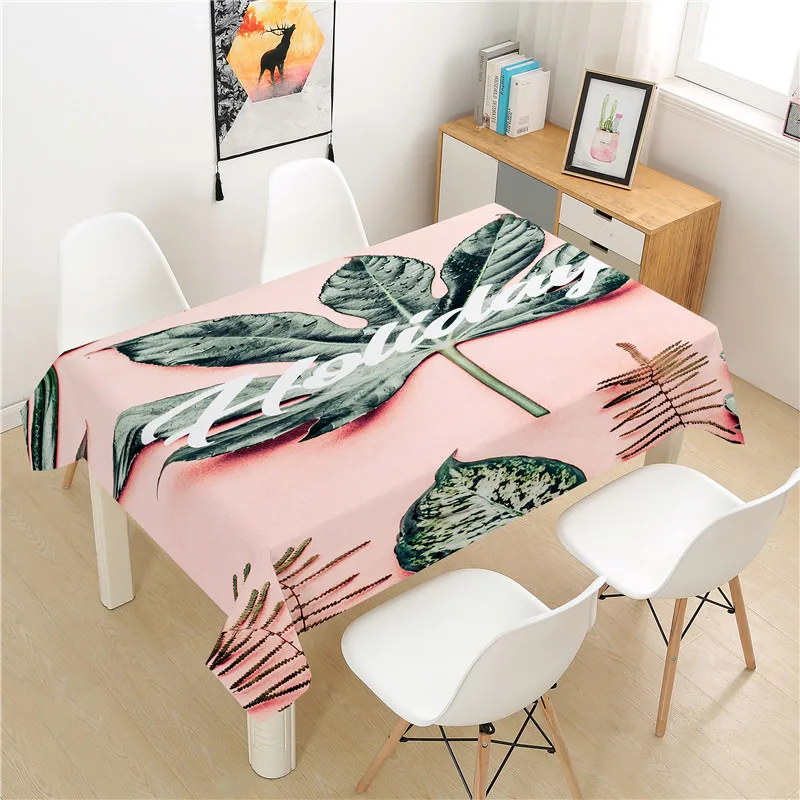 

Fresh Leaves Tablecloth polyester Hotel Picnic Table Rectangular Table Covers Home Dining Tea Table Decoration