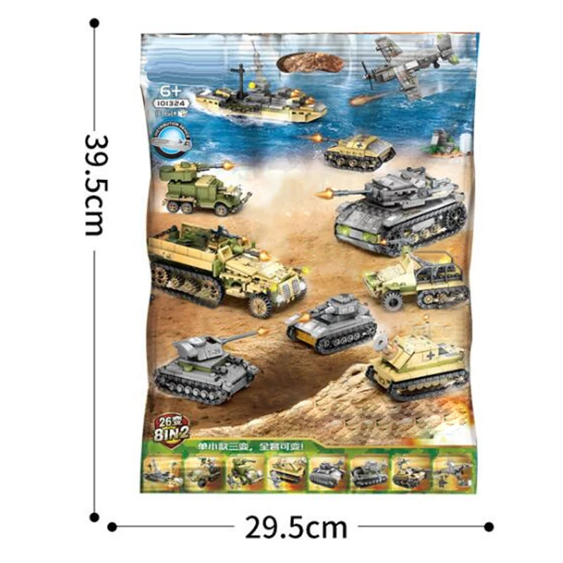 

1061pcs WW2 Military Tank Warship Building Blocks City Police Creative Tank Vehicle Aircraft Soldier Figures Bricks Toys for Boy