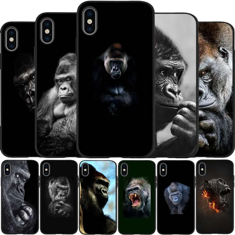 Черный силиконовый чехол с рисунком обезьяны и гориллы для IPhone 13 12 Mini 11 Pro Max XR XS XSMax