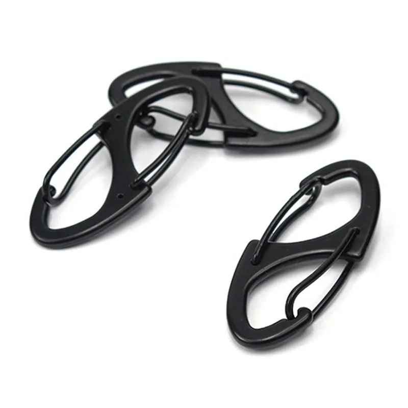 

5pcs Aluminum Key Chain Clip Double Snap Hook Black Karabiner Hook Snap Keyring Camping Key
