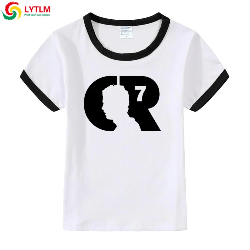 LYTLM Cristiano Ronaldo/футболки для мальчиков-подростков детские топы для девочек, Camiseta, рубашки для девочек детская футболка для девочек, детская одежда - Color: DXZB LYCRA Black