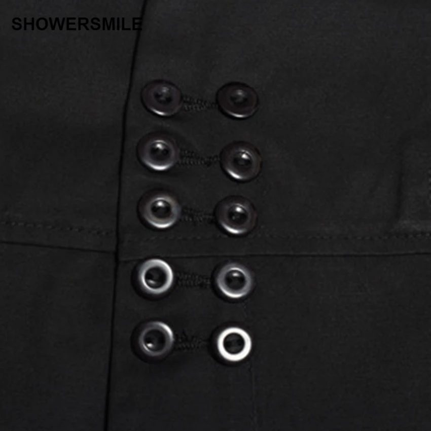 SHOWERSMILE черный женский короткий костюм жилет приталенный жилет с регулируемой пряжкой без рукавов Блейзер размера плюс дешевая одежда