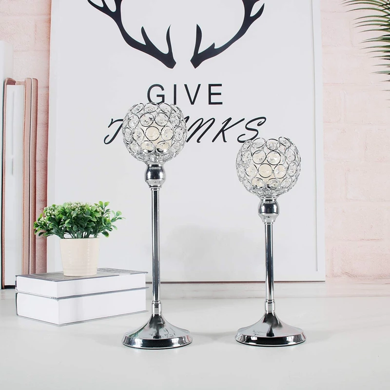 AAAK-набор из двух подсвечников с кристаллами для обеденного стола свадеб и