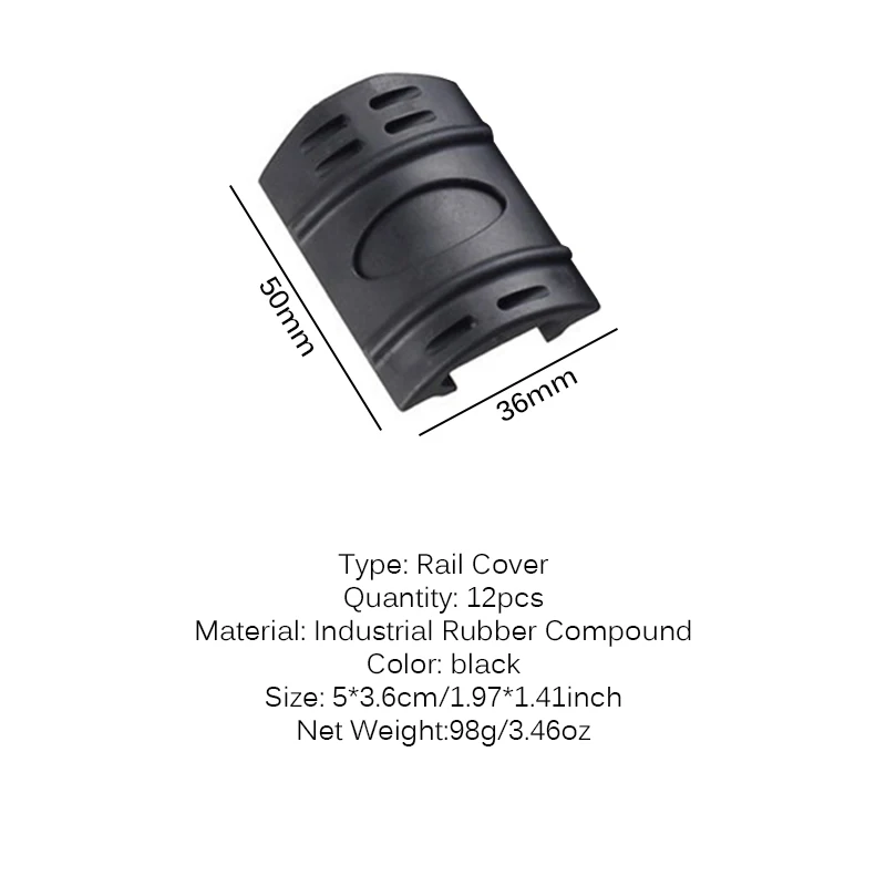 12 Pcs Handguard Quad Rail Covers Industrial Rubber Compound Picatinny Protector Cover Up Winter Hunting Shot Gun Accessories | Спорт и