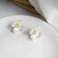 S925 иглы милые ювелирные изделия серьги золотое покрытие фея белый нежный цветок