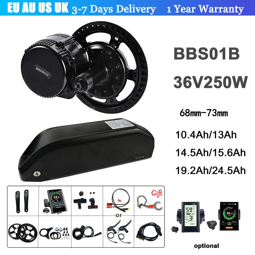 Bafang BBS01B е байка 36В 250 Вт середине приводной двигатель Батарея 36V13AH 15.6AH 19.2AH