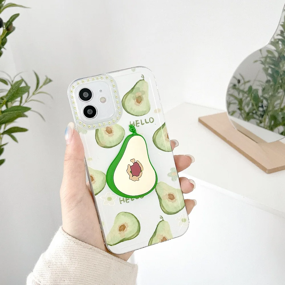 

sumkeymi Phone Case for IPhone 12 mini 11 Pro XS Max Case Soft 3D Avocado Cover for IPhone 8 7 Plus SE 2020 Hand Band Case