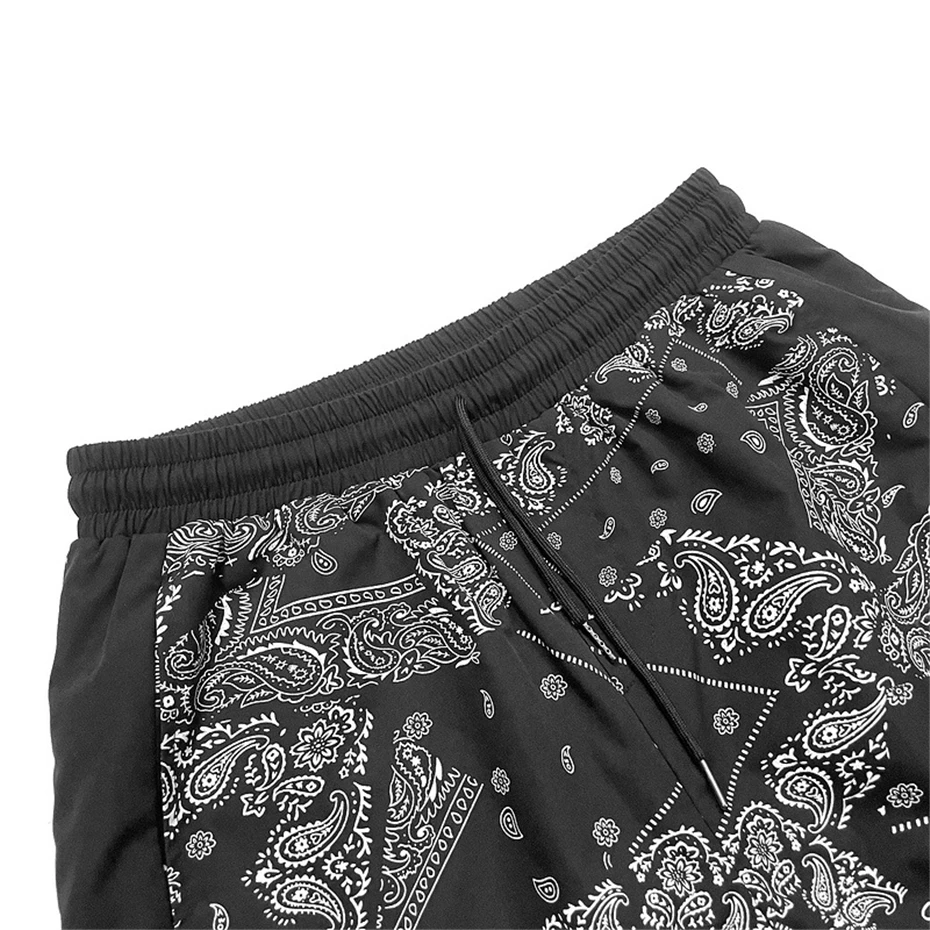 

2021 Hip Hop Harajuku Shorts Streetwear Bandana Paisley Pattern Print Jogger Short Pants Men Elastic Waist Bottoms Shorts WY758