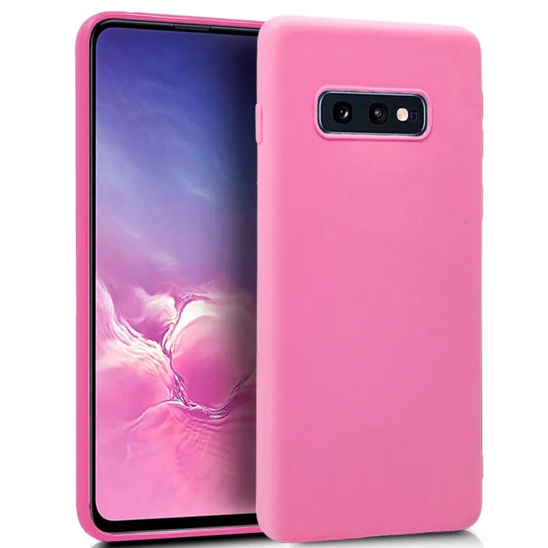 Силиконовый чехол совместимый с Samsung G970 Galaxy S10e розовый мягкий гель ТПУ легкая