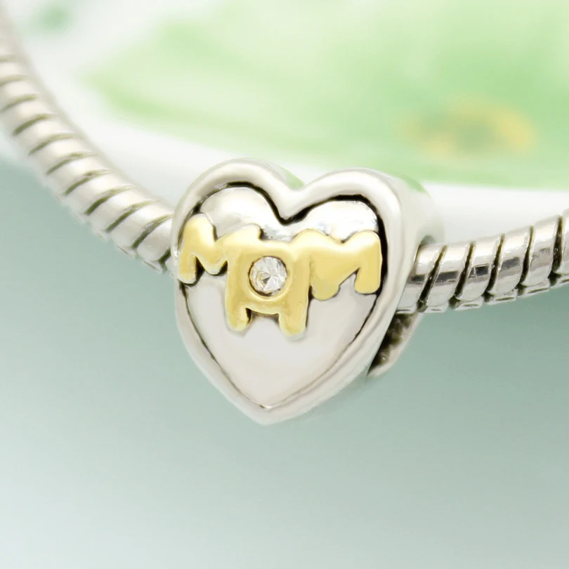 Бесплатная доставка украшения для мам в форме сердца бусины-шармы I Love Mom подходят