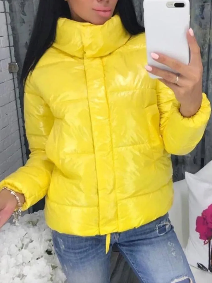 Cotton Clothes Padded Jacket Women Fashion Winter Coat Warm Yellow Ladies Parkas mujer 2019 Plus Size Basic Parka Causal Outwear |