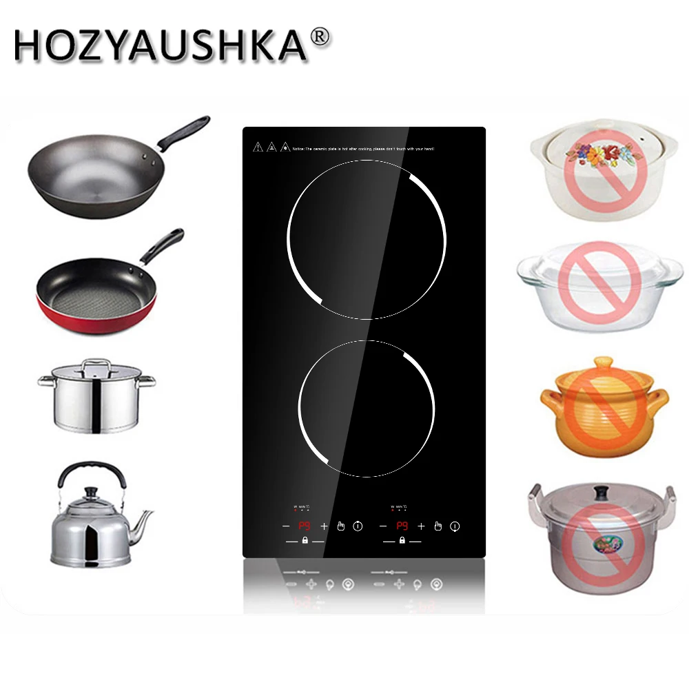 Электрическая индукционная плита с 2 горелками 3000 Вт Встроенная кухонная