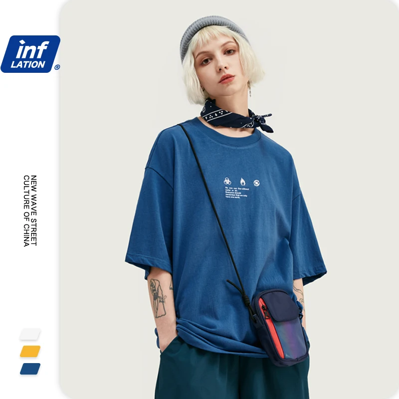 Мужская футболка с коротким рукавом INFLATION повседневная хлопковая в стиле хип хоп