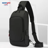 pro customize logo men chest bag with usb waterproof chest bags for 7 6 ipad business travel anti theft cross body pack