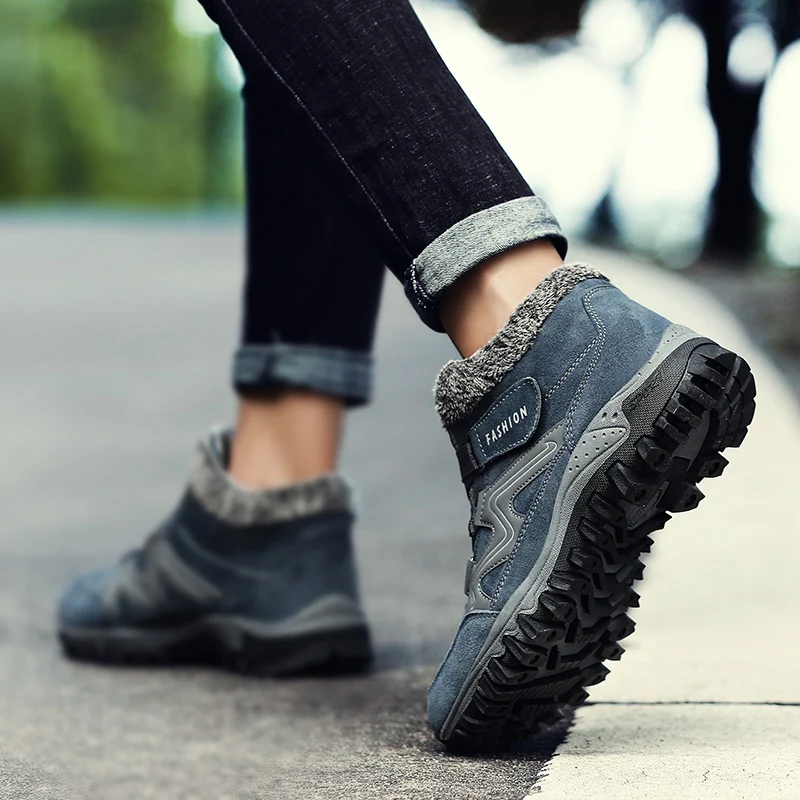 Классические мужские ботинки зимние уличные плюшевые теплые замшевые ботильоны