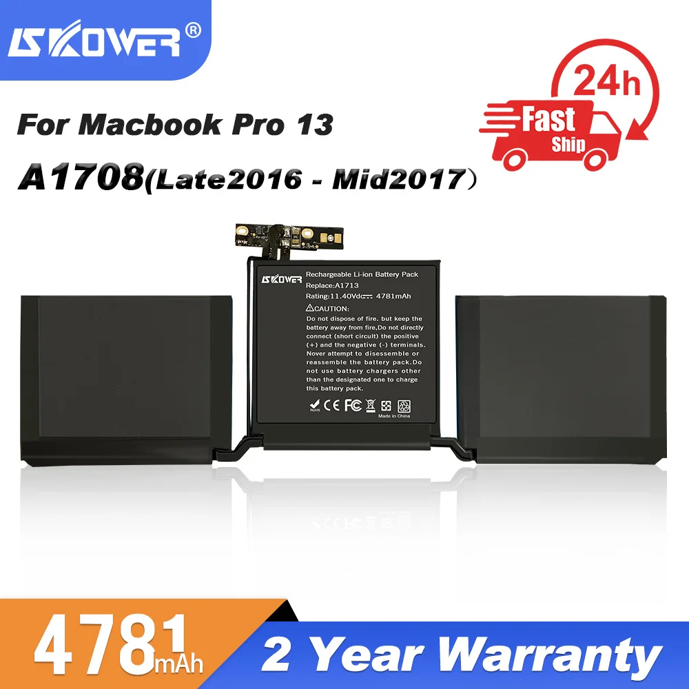 Аккумулятор для ноутбука SKOWER 11 4 V A1713 Apple MacBook 13 &quotA1708 (позже 2016-Mid 2017) EMC 2978 3164 020-00946