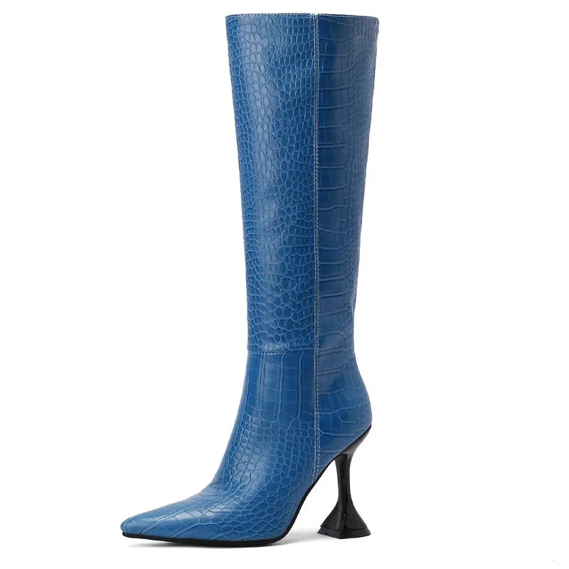

Party Casual Night Club Women Knee-High Boots Fashion Concise Cool High Heels Autumn Winter Shoes Woman large size 34-43