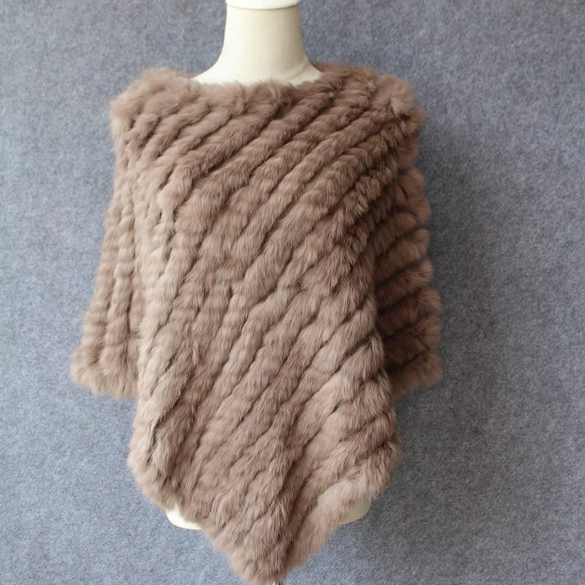 Женское Вязаное пончо из натурального кроличьего меха сезон весна-осень 2019 |