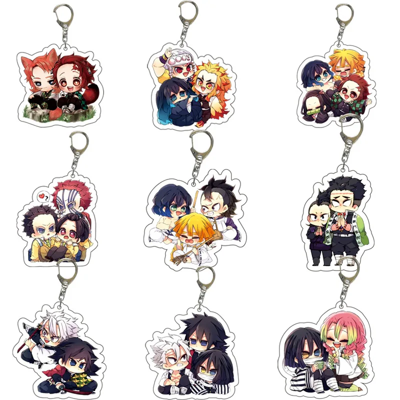 

Keychain Anime Accessory Bag Pendant Acrylic Keyring Girl Gift Keychain Demon Killer Cute Cartoon Kimetsu No Yaiba Car