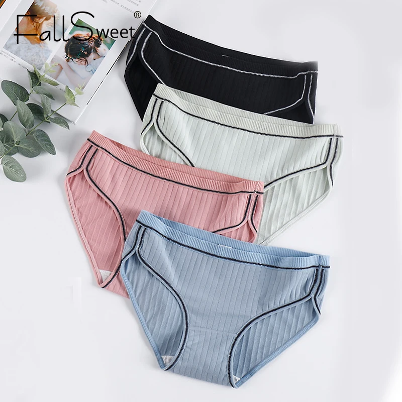

FallSweet Sexy Cotton Panties Women Briefs Plus Size Lingerie M to 4XL Underwear Female Mid Waist